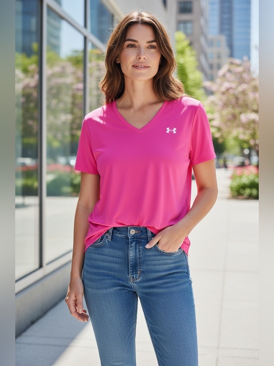 Under Armour Tops - Under Armour Women's Hot Pink V-Neck Active Tee